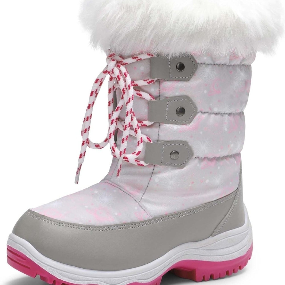Stylish Pink and Gray Winter Boots